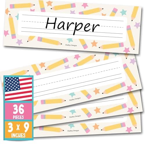 Desk Name Tags for Classroom, 36pc Nameplate & Classroom Name Tags for Desk