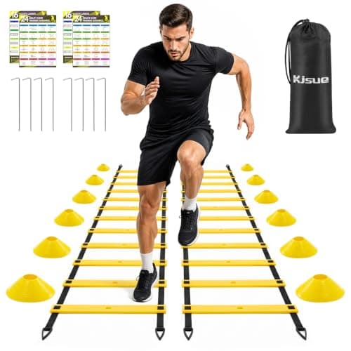 KJSUE 2 Pack 20ft Agility Ladder Set, 40ft Total Adjustable Speed Ladder