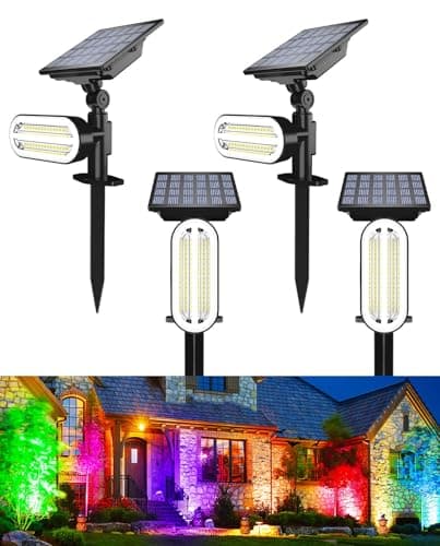 HAARAY Solar Spotlights Outdoor Waterproof, Color Changing Halloween Lights, Auto On/Off Solar Spot Lights for Outside, Multicolor, 4 Pack