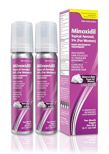 Minoxidil Topical Aerosol Foam, 5%, Hair Regrowth Treatment for Women, 2.11 oz Reactivates Hair Follicles to Stimulate Hair Regrowth - 4 Months Supply