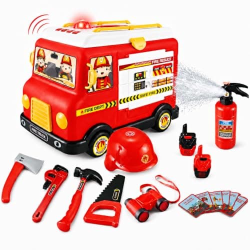 ToyFinity Firetruck Toy with 33 Firefighter Tools - Electric Engine