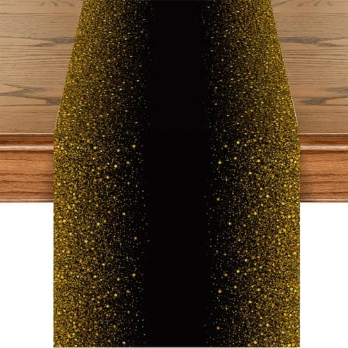 Juynyyn Happy Birthday Table Runner, Stars Holiday Kitchen Dining Table Decoration for Home Party Decor 13x72 Inch