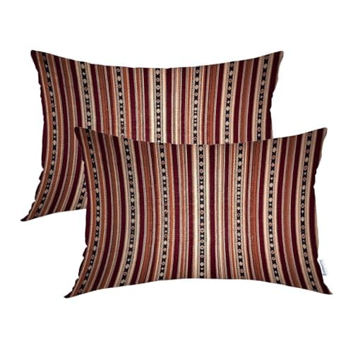 Batmerry Turkish Floral Pillow Covers 20x26 Inch Set of 2, Vintage Tradition Oriental Turkish Carpet Pattern Woven Burlap Modern Cushion Throw Pillow Covers Outdoor Sofa Couch Pillowcase