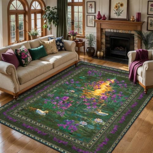 SERISSA 3x5 Washable Impressionist Floral Area Rug for Living Room