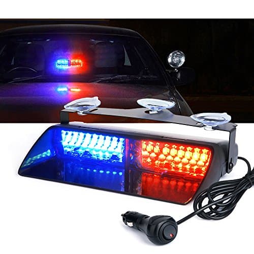 Xprite Multi Color Emergency Strobe Dash Lights, Interior Windshield Safety Warning Traffic Lights w/Suction Cups, Visor Light Bar for Construction Towing Snow Plow Pickup Work Trucks