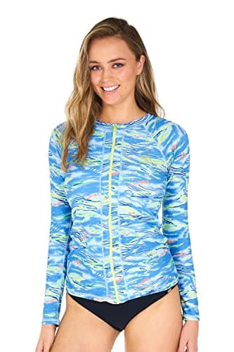 AXESEA Women Rash Guard Swimsuit Long Sleeve Zip Sun Protection Swim Shirt