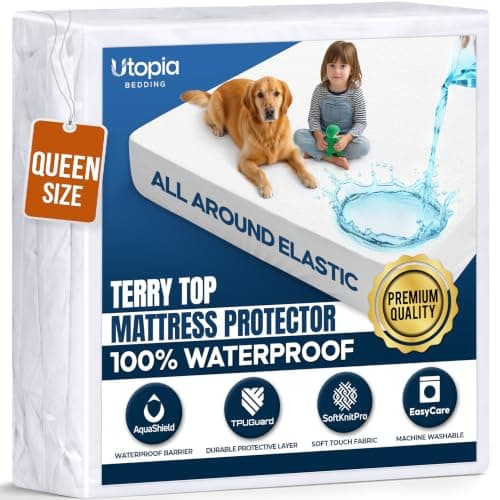 Waterproof Queen Size Mattress Protector fits Upto 17" deep Mattresses