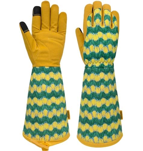 MSUPSAV Gardening Gloves,Rose Pruning Gardeh Glove,Gifts(Large,Yellow)