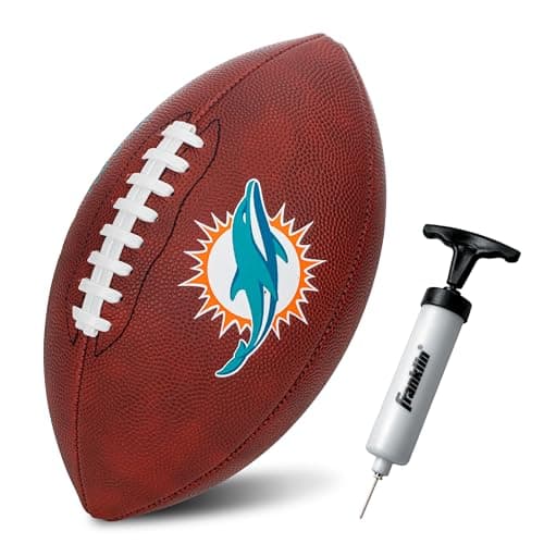 Franklin Sports NFL Miami Dolphins Football - Youth Junior Size Football for Kids - Official NFL Team Logo + Colors Youth Ball - Kids Fan Shop Ball