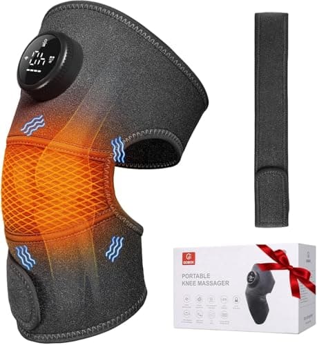 GOBOK Cordless Knee Massager with Heat and red Light,Knee Brace for Arthritis Pain Relief,Heating Pad for Knee Shoulder Elbow,Gift for Women Men (Black)