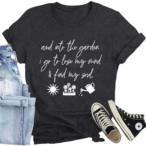 CQF Garden Shirts for Women Plant Lover T-Shirt Gardener Lover Tee Tops Casual Plant Short Sleeve Grey