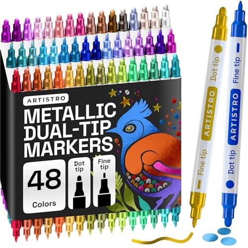 ARTISTRO Metallic Dual-Tip Acrylic Paint Marker Pens - Set of 48