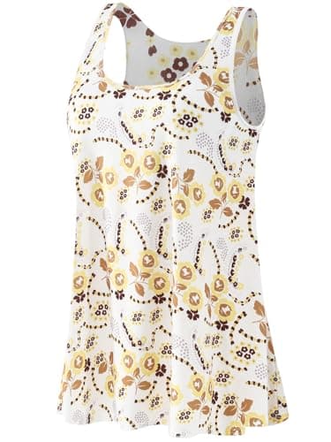 Kniffi Tank Tops for Women Built in Bra Tank Pleated Loose Fit Tank Top Casual Flowy S-XXXXL Small Flower S