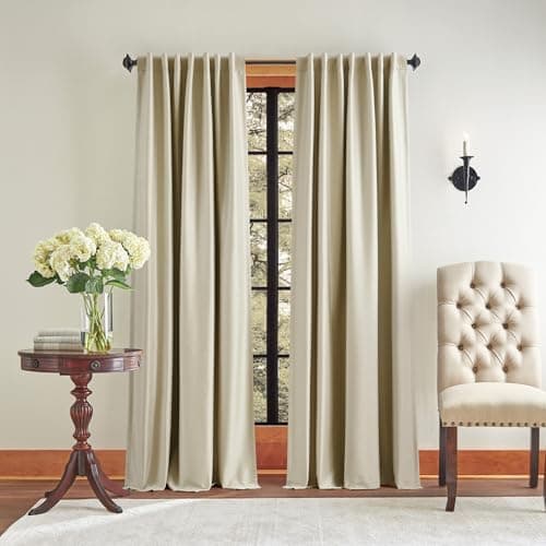 Martha Stewart Spellbound Curtain Blackout Lined 50 x 84 Champagne 2 Panels