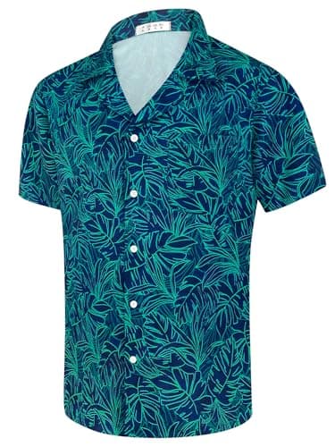 Men's Short Sleeve Hawaiian Shirt Quick Dry Loose Fit, Floral Print Tropical Cruise Beach Button Down Graffiti Aloha