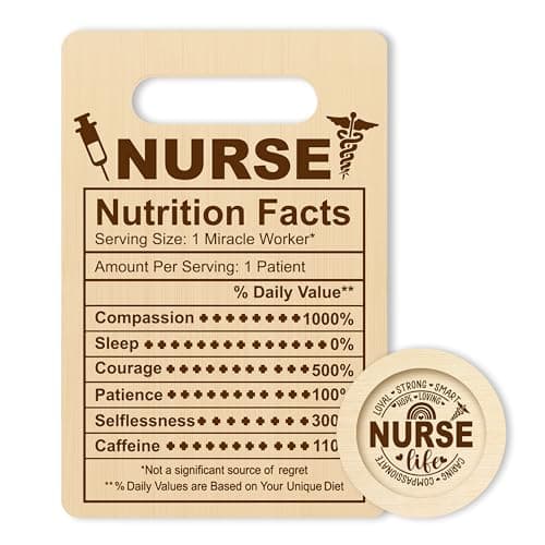 Gifts For Nurse, Nurse Nutrition Cutting Board With Coaster Set, Birthday Gifts For Women, Nurses Week Christmas Kitchen Supplies -01