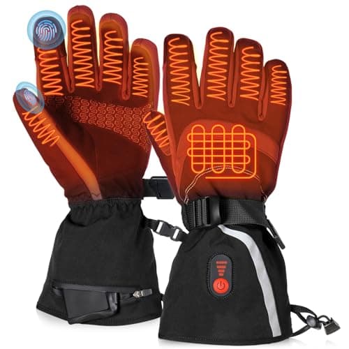 immtree Heated Gloves for Men Women, Rechargeable Electric Gloves with Battery (3000mAh x 2) 15s FlashHeat Technology, Waterproof Touchscreen for Winter Ski Hunting Driving Camping, M