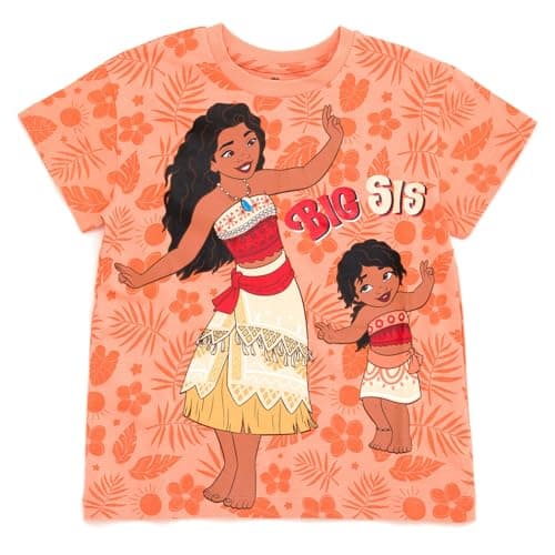 Disney Moana Little Girls Matching Family T-Shirt Orange Big Sister 7-8