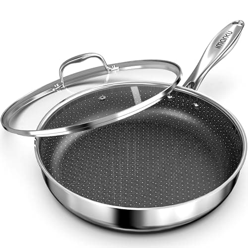 imarku 12-Inch Non Stick Frying Pan with Lid, Ceramic Coating
