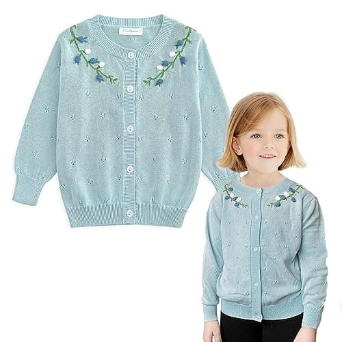 Curipeer Baby Girls Cardigan Sweater Buttons Long Sleeve Toddler Knitted Jacket A-Blue