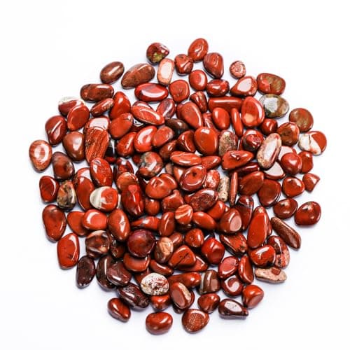 SMQ Crystal Tumbled Chips Spring Home Decor Polished Irregular Red Jasper Stone Crushed Gemstone Healing Chips for Meditation Chakra Balance,Jewelry Making Home Decoration 1lb
