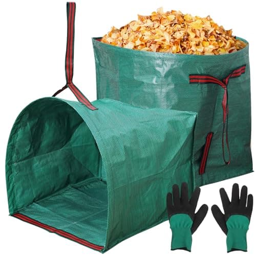 53 Gallon Garden Bags for Debris,2-Pack Yard Waste Bags,Large Dustpan-Type Lawn bags with Gardening Gloves,Leaf Bags for Yard Debris,Grass Clippings,Collapsible Trash Can for Parties,Laundry,Camping