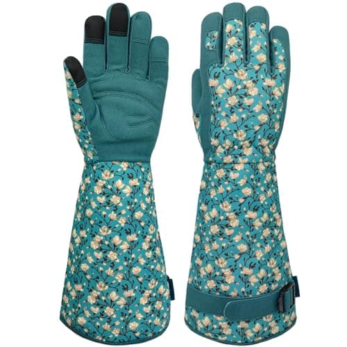 SAVJOB Gardening Gloves for Men Women, Lake-blue, Large
