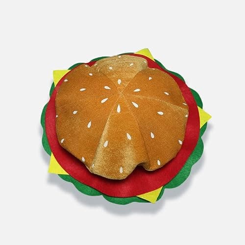Burger Hat Funny Hamburger Costume Cap Men Women Velour Fast Food Hat