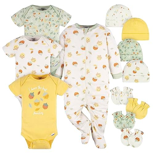 Gerber Baby Boys 12 Piece Layette Gift Set, Yellow Acorns, 6-9 Months
