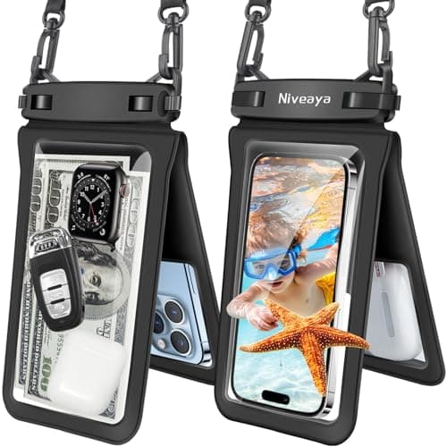 Niveaya Double Space Waterproof Phone Pouch (2-Pack) - IPX8 Phone Case Dry Bag for Beach, Kayak, Cruise Travel Essentials - Compatible with iPhone 17/16/15/14 Pro Max Galaxy S25/S24 Ultra (up to 8.3")