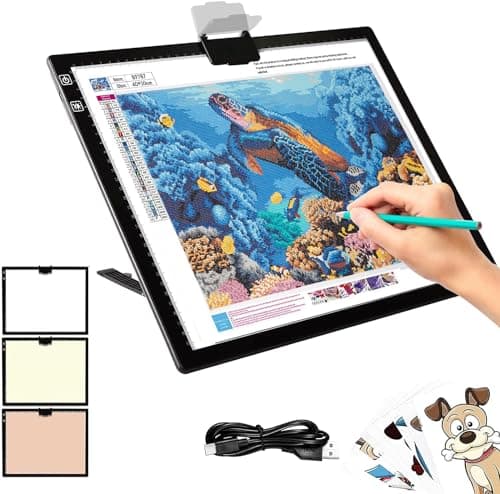 VKTEKLAB Rechargeable A3 Diamond Art Light Board/Pad w/Built-in Stand