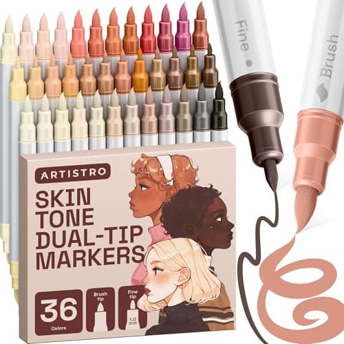 ARTISTRO 36 Skin Tones Dual-Tip Acrylic Paint Marker Pens for Drawing
