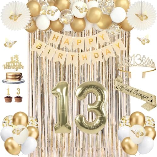 Juesly 13th Birthday Decorations for Girls Champagne Gold 50pcs