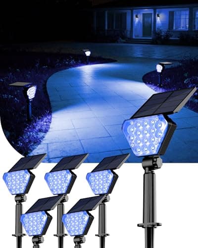 T-SUN Solar Lights Outdoor Waterproof IP65, 6Pack LED Solar Spot Lights Color Changing IP65 Waterproof Smart Auto On/Off for Outside Landscape Garden Yard Lawn Pathway Patio Driveway