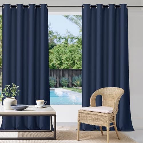 StangH Outdoor Curtains for Patio W52 x L84 Inch Navy Blue, 1 Panel