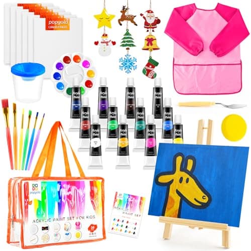 Acrylic Paint Canvas Set for Kids, Complete Kids Art Painting Supplies Kit