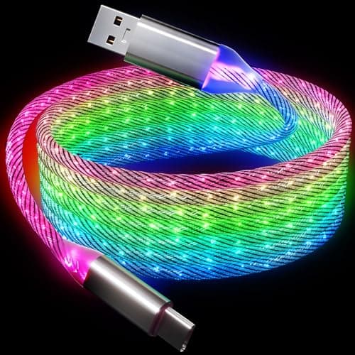 ULIKTO 6.6ft/2m Type C Cable Nylon Braid Led Light Up Charger Cord