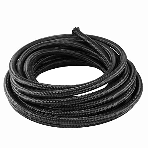 Byredio 6AN Fuel Line 6AN Transmission Cooler Hose 20FT 500 PSI High Pressure Marine Braided Fuel Injection Hose For Oil, Gas, Fuel, Diesel, Hydraulic