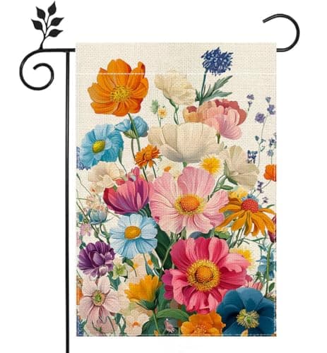 Spring Summer Colorful Floral Garden Flag for Outside 12x18 Inch Double Sided Flower Yard Outdoor Flag