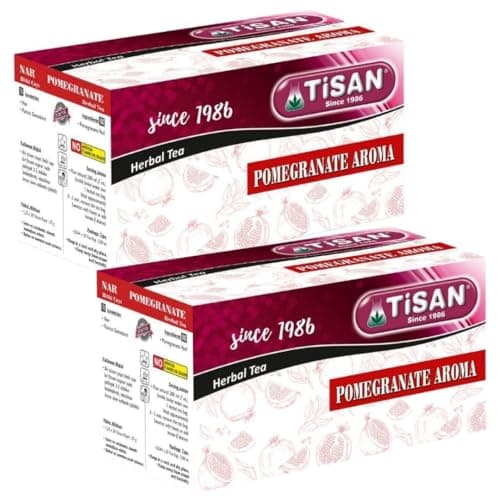 Tisan Pomegranate Flavored Herbal Tea – 40 Individually Wrapped Tea Bags | Naturally Caffeine Free Hibiscus Infusion | Bold Tart and Sweet Gourmet Flavor | Refreshing Hot or Iced Vitality Brew | Vibrant Hibiscus & Pomegranate Notes