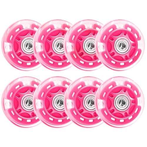 Nattork 8-Pack Inline Skates Wheels 76mm with Bearings for Indoor and Outdoor Replacement - High Performance Durable Wheel for Smooth Riding Upgrades Rosy