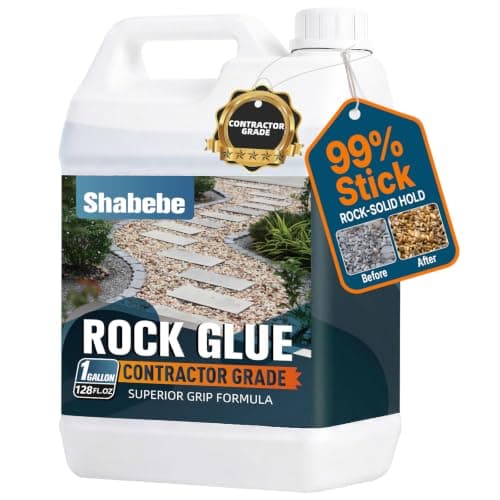 Shabebe Professional Rock Glue for Landscaping, 1 Gallon – Heavy Duty Gravel & Mulch Stabilizer, Weather-Resistant Landscape Binder for High-Traffic Paths, Walkways, Pebbles & Decorative Stone