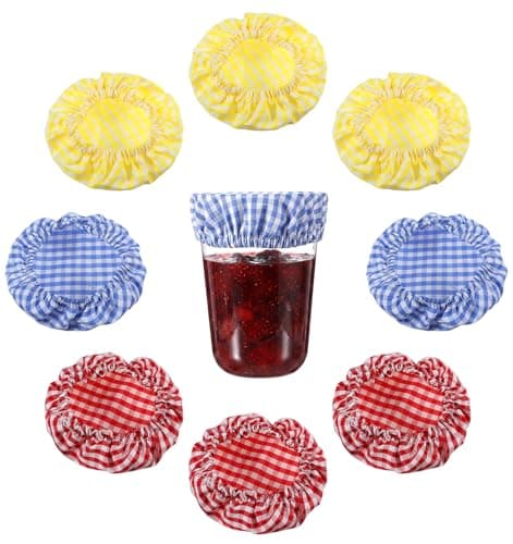 9 Pcs Sourdough Jar Cover, Elastic Sourdough Starter Jar Cover for 3-4 Inch Jar Mouth, Reusable Dough Bowl (Red, Blue, Yellow)