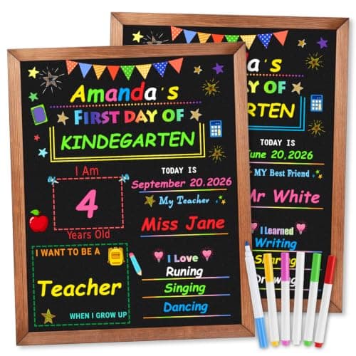 First and Last Day of School Chalkboard, Double-Sided with Wooden Frame