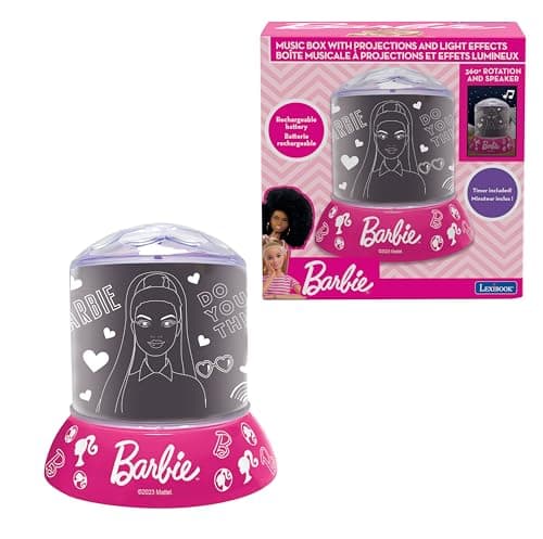 LEXiBOOK, Mattel Barbie, Night Light with Projection and Sound Effects Barbie, Pink, NLJ035BB