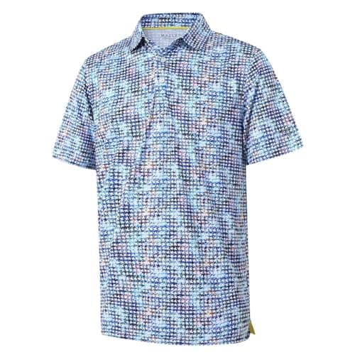 Golf Shirts for Men Dry Fit Short Sleeve Print Performance Moisture Wicking Polo Shirt