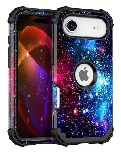 Miqala for iPhone Air Case/iPhone 17 Air Case,Glow in The Dark Three Layer Heavy Duty Shockproof Protection Hard Plastic Bumper+Soft Silicone Case for iPhone 17 Air,Shiny Blue