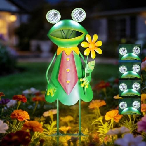 HONGLAND Solar Frog Garden Statue with Blinking LED Eyes Gifts for Women