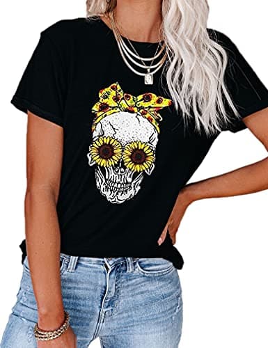 Funny Halloween Skull Tops Women Sanderson Witch Museum Graphic Tees Shirt XX-Large