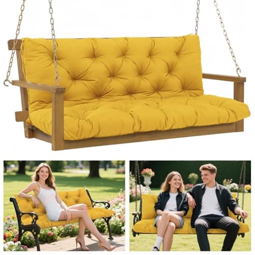 BFWHQ 5" Thick Waterproof Porch Swing Cushion 40 x 40 in 3 Seater Replacement Outdoor Swing Cushions with Back Support Patio Swing Cushion for Outdoor Bench Furniture